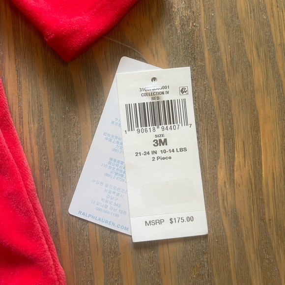 NWT Ralph Lauren Red Velour Embroidered Hand Smocked Dress & Bloomers Infant 3M - Picture 14 of 15